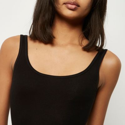 Black scoop neck vest top