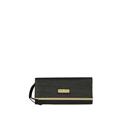 black weave fold over clutch 