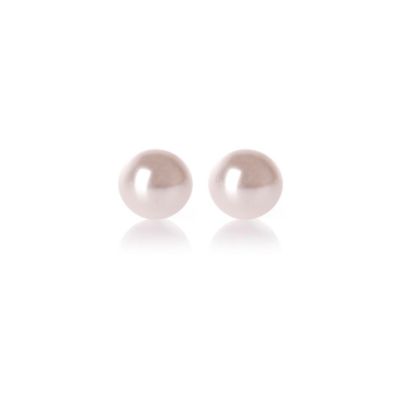 cream pearl round stud earrings