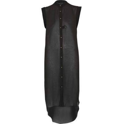 black sleeveless shirt dress