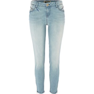 light wash skinny zip ankle grazer jeans