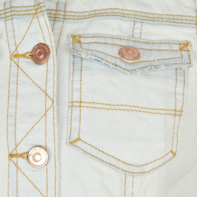 Light wash denim crop waistcoat