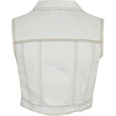 Light wash denim crop waistcoat