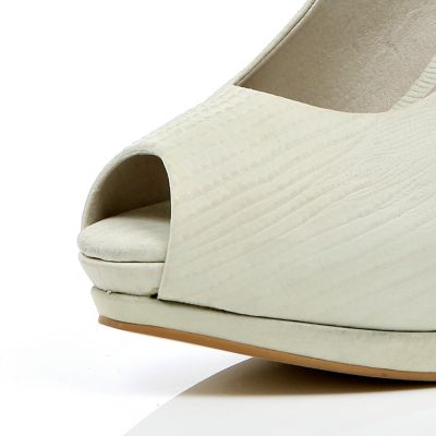 Cream peep toe slingback court shoes