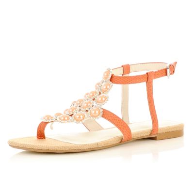 orange beaded sandals