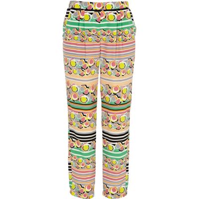 pink print tapered trousers