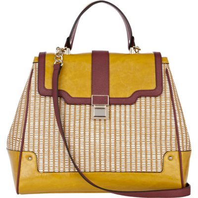 yellow weave oversize bag