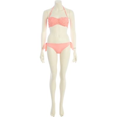 Light orange diamante flower bikini briefs
