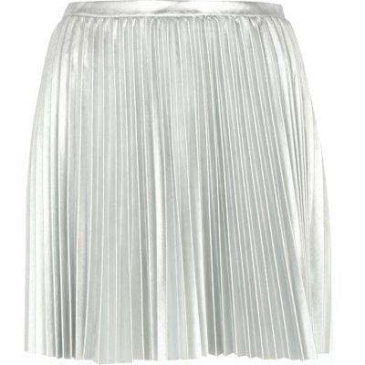Silver foil pleated mini skirt