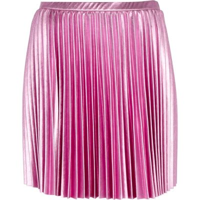 Pink foil pleated mini skirt