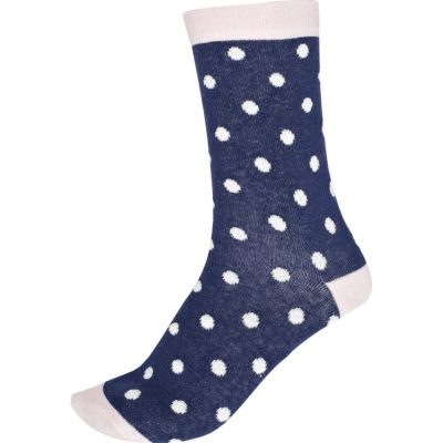 blue polka dot ankle socks