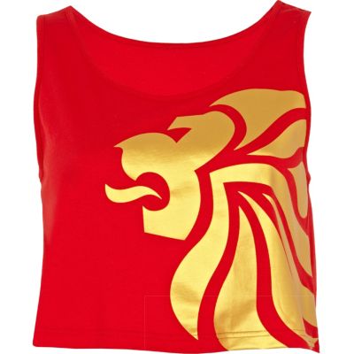 Red team GB print crop tank top