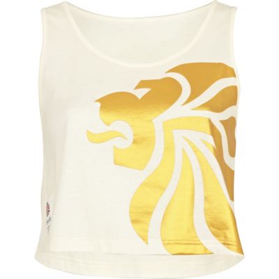 White team GB print crop tank top