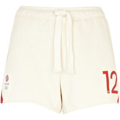 White team GB print shorts
