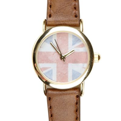 brown union jack watch