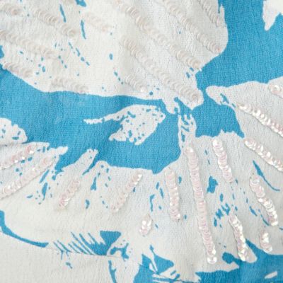 Blue floral print tea dress