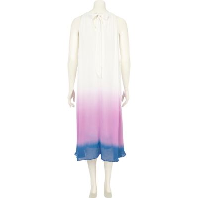 Purple ombre embellished trim swing dress