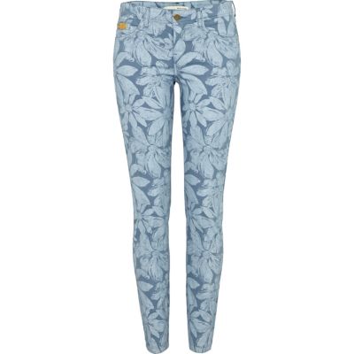 blue daisy print trousers