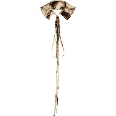 beige print pleated collar