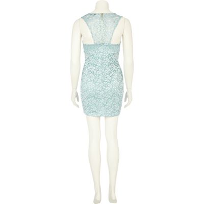 Mint green lace bodycon dress