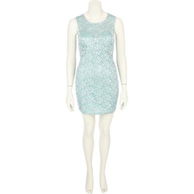Mint green lace bodycon dress