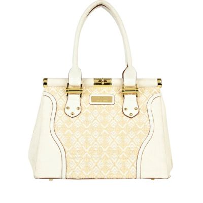 white weave roll top bag