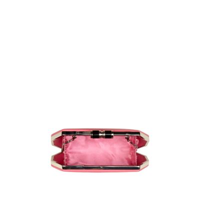 Neon pink box clutch bag