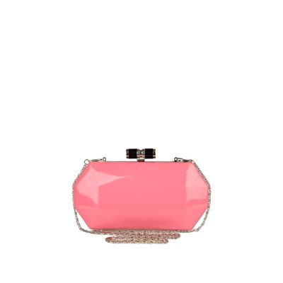 Neon pink box clutch bag