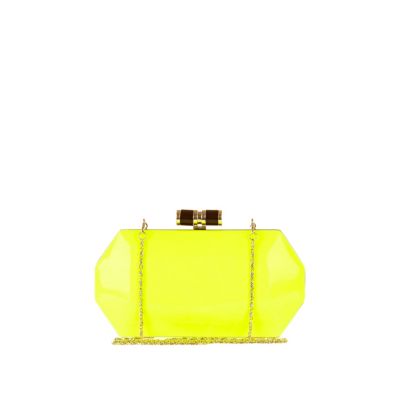 neon green box clutch bag