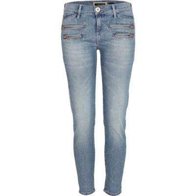 light wash denim ankle grazer jeans