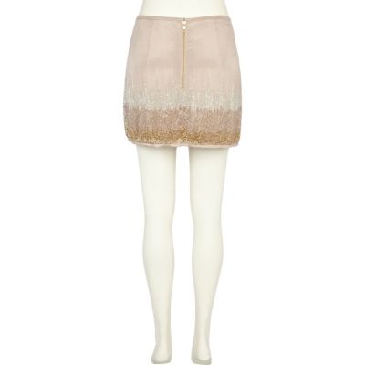 Light pink beaded mini skirt