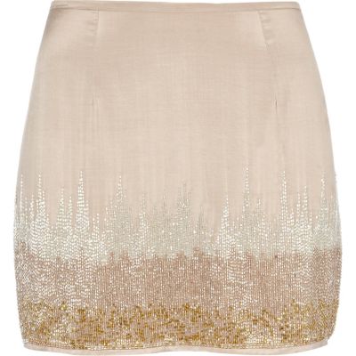 Light pink beaded mini skirt