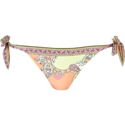 Orange scarf print bikini briefs