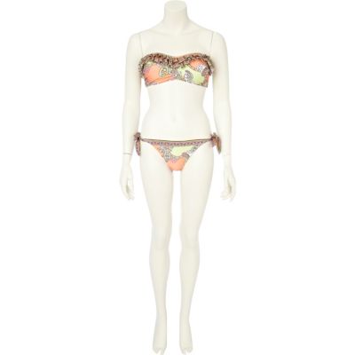 Orange scarf print bikini briefs