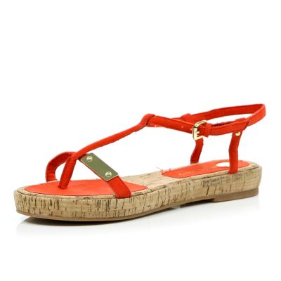 red chunky sole sandals