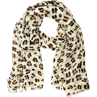 beige leopard print scarf