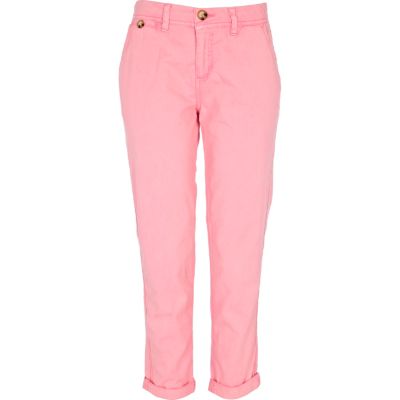 Fluorescent pink chinos