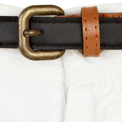 White linen belted trousers