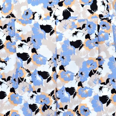 Blue floral printed tapered trousers