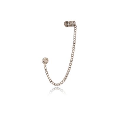 silver tone diamante chain ear cuff