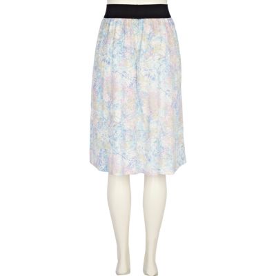 Cream cloud print skirt