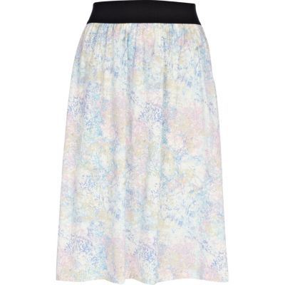 Cream cloud print skirt