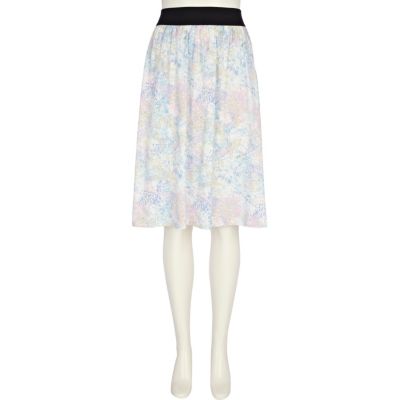 Cream cloud print skirt