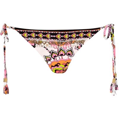 Black print pacha embellished bikini briefs