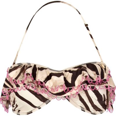 Brown print Pacha bikini top