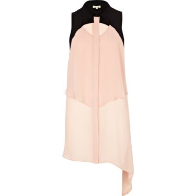 black colour block longline shirt 