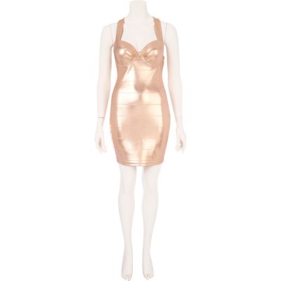 Rose gold bust cup bodycon dress