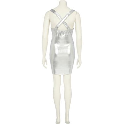 Silver bust cup bodycon dress