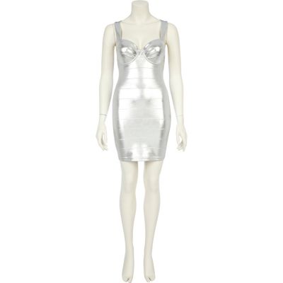 Silver bust cup bodycon dress