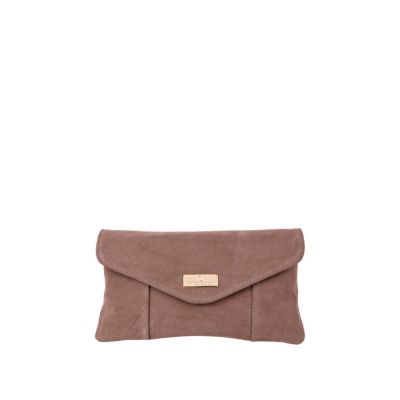 light beige suede envelope clutch